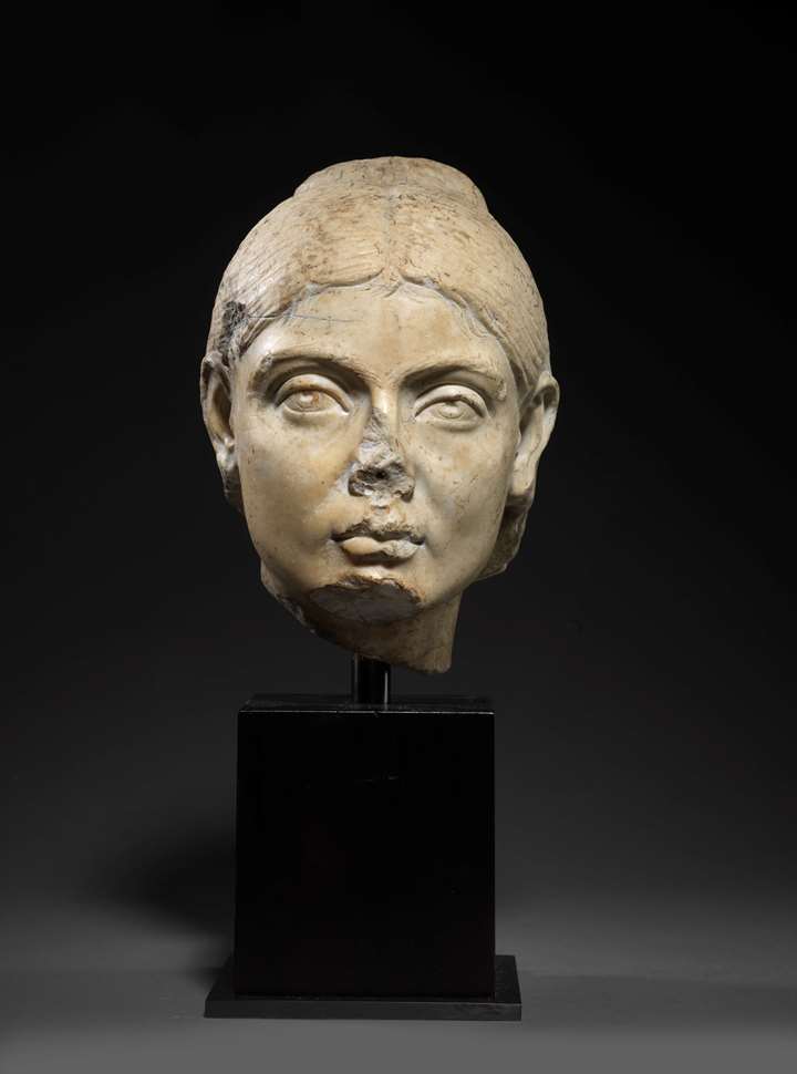 Roman marble portrait head of a woman